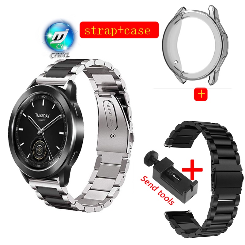 สายนาฬิกาข้อมือ สเตนเลส โลหะ พร้อมตัวป้องกันหน้าจอ สําหรับ xiaomi watch S3 xiaomi mi watch S3 xiaomi