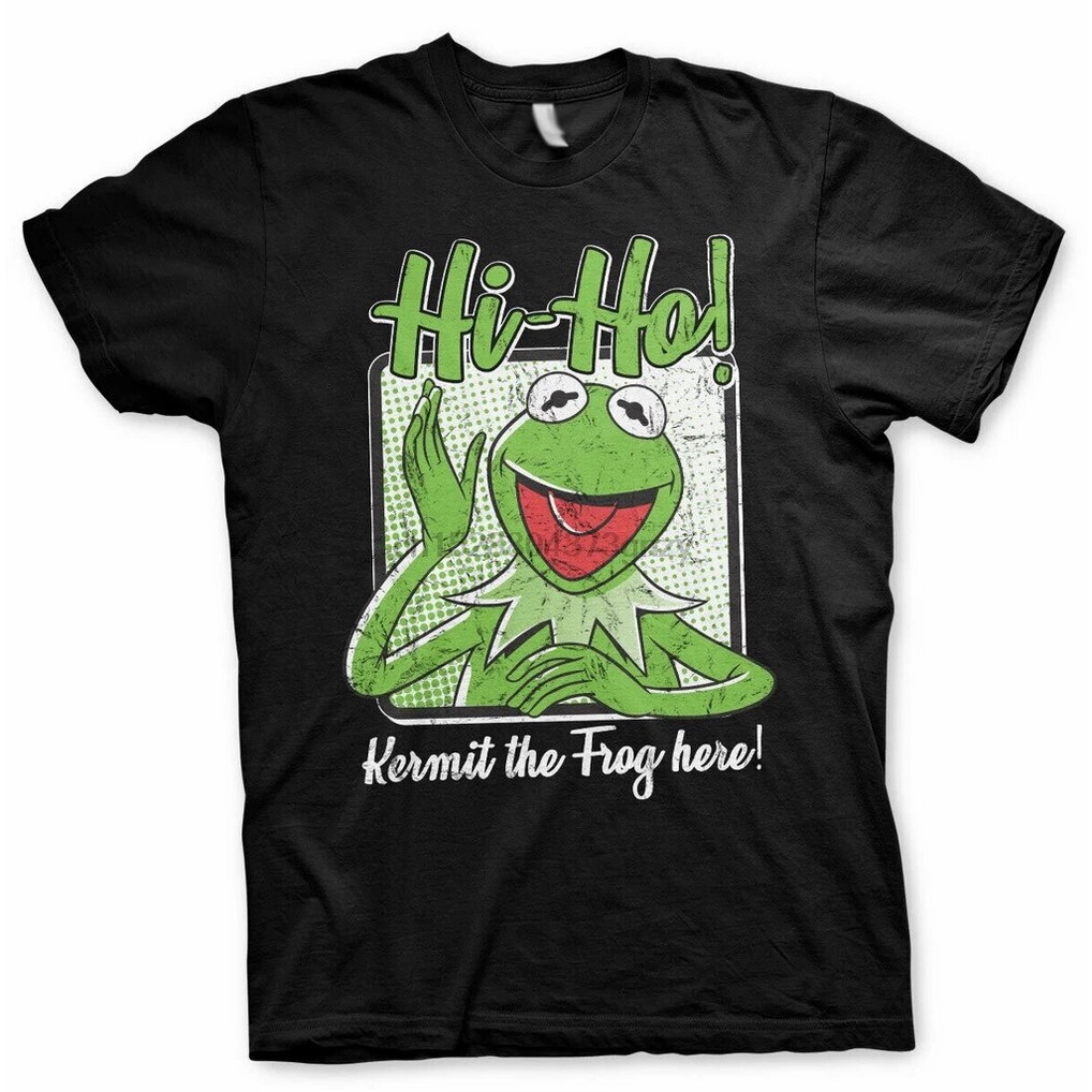 เสื้อยืด ผ้าฝ้าย พิมพ์ลาย Hiho Kermit The Frog Here เรียบง่าย ไซซ์ Sxxl