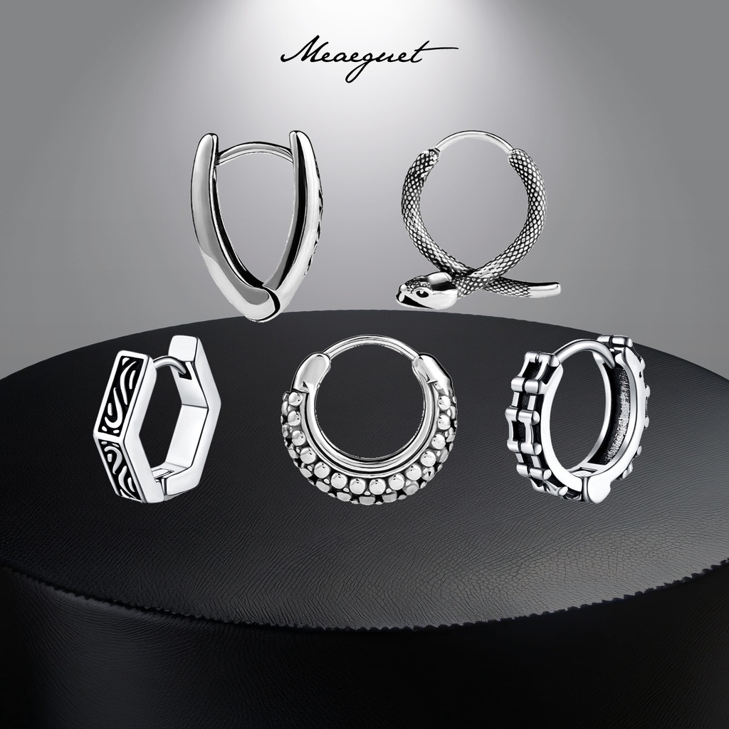 Meaeguet พังก์ ผู้ชาย สเตนเลส ต่างหู ห่วงโกธิค ต่างหู สําหรับผู้ชาย เครื่องประดับ
