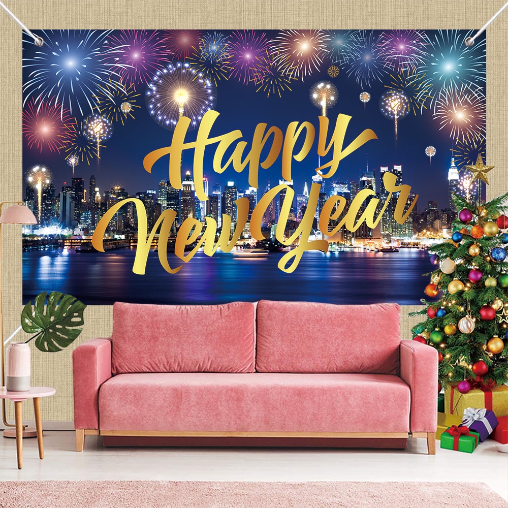 พร็อพแบนเนอร์ ลาย Happy New Year Merry Christmas 2025 สําหรับตกแต่งปาร์ตี้คริสต์มาส 2025