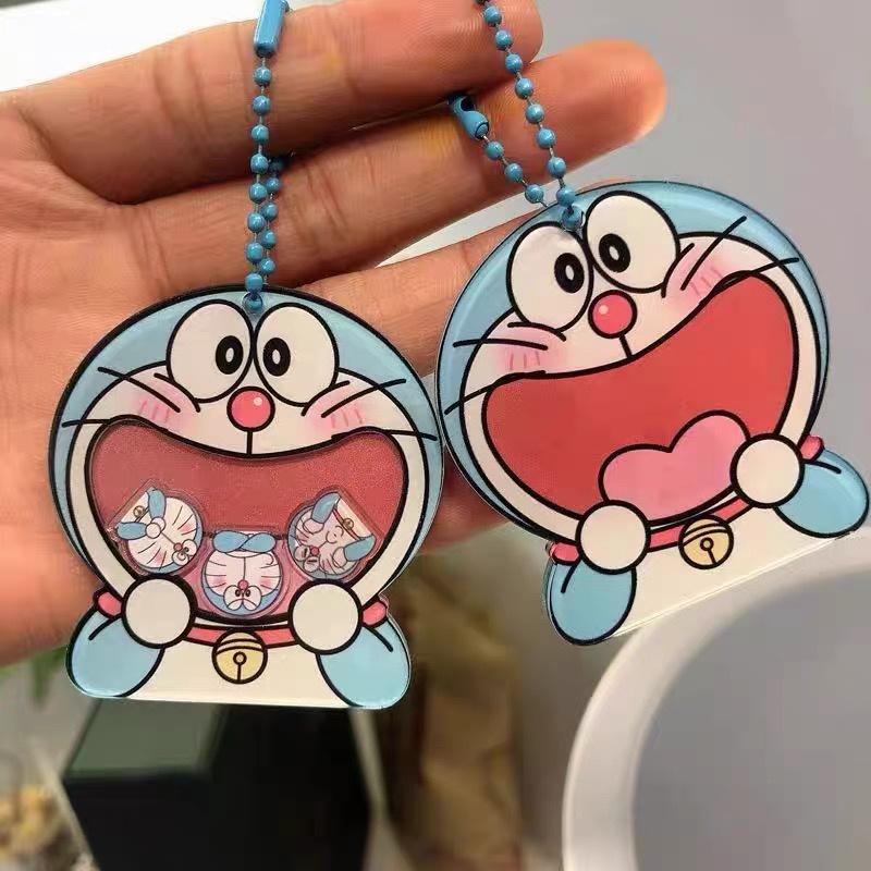 พวงกุญแจ จี้อะคริลิค รูปโดราเอมอนน่ารัก สองด้าน สําหรับห้อยกระเป๋าเป้สะพายหลัง