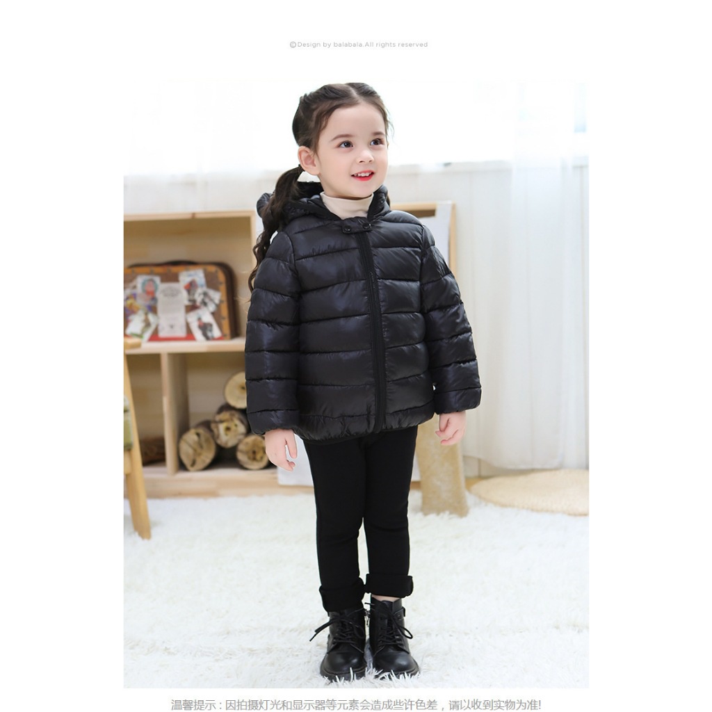 KIDSZONE เสื้อโค้ทแจ็กเก็ต มีฮู้ด แบบหนา มีซิป สีพื้น รุ่น B299