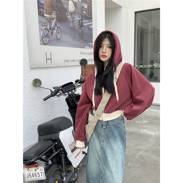 ส่งไวจากไทย SELLDA M-2XL เสื้อฮู้ด เรียบๆ แขนยาว เกาหลี ผู้หญิง