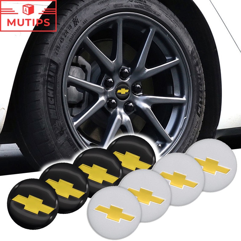 Chevrolet 4 ชิ้น 56 มม สติ๊กเกอร์อลูมิเนียมติดตกแต่งล้อรถยนต์ สําหรับตกแต่งขอบล้อรถยนต์ สติกเกอร์โลโก้ Cruze Sonic Captiva Trailblazer Colorado