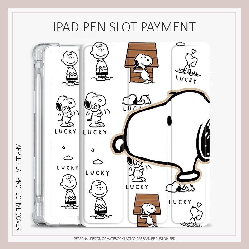 เคส ลายสนูปปี้ พร้อมช่องใส่ปากกา สําหรับ iPad air 1 2 3 4 5 mini 4 5 6 10.2 gen 7 8 9 pro 11 2022 ge