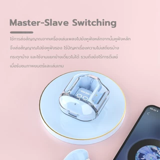 TWS หูฟังบลูทูธไร้สาย Stereo Headset 5.3 หูฟังบลูทูธไร้สาย เชื่อมต่ออัตโนมัติ กล่องชาร์จสีพาสเทลหน้าจอแสดงสถานะแบต