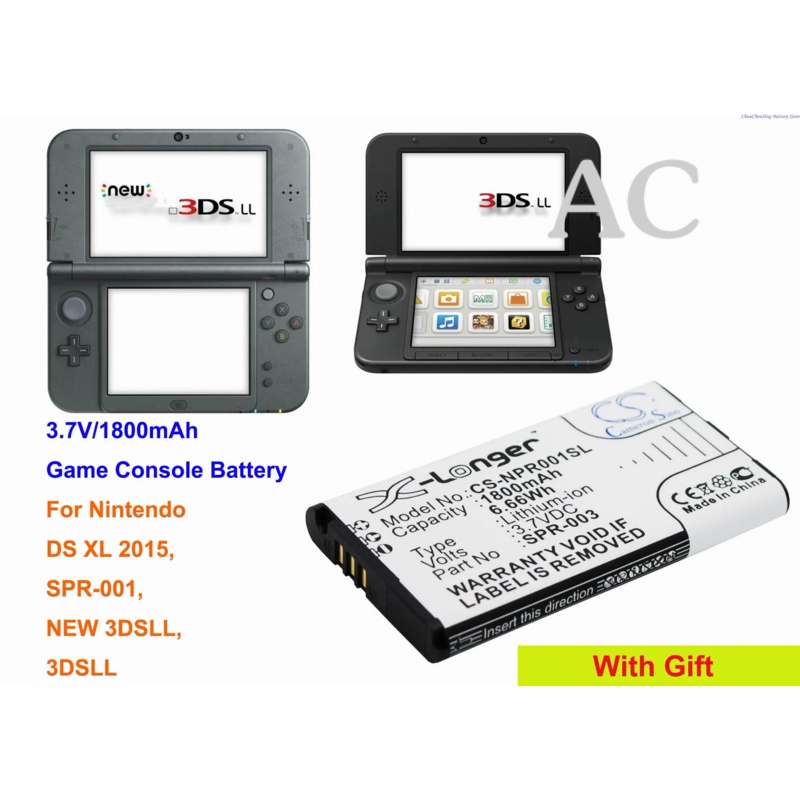 AC Cameron Sino 1800mAh Battery SPR-003, SPR-A-BPAA-CO for Nintendo DS XL 2015, SPR-001, NEW 3DSLL, 3DSLL, 3DS LL, DSXL