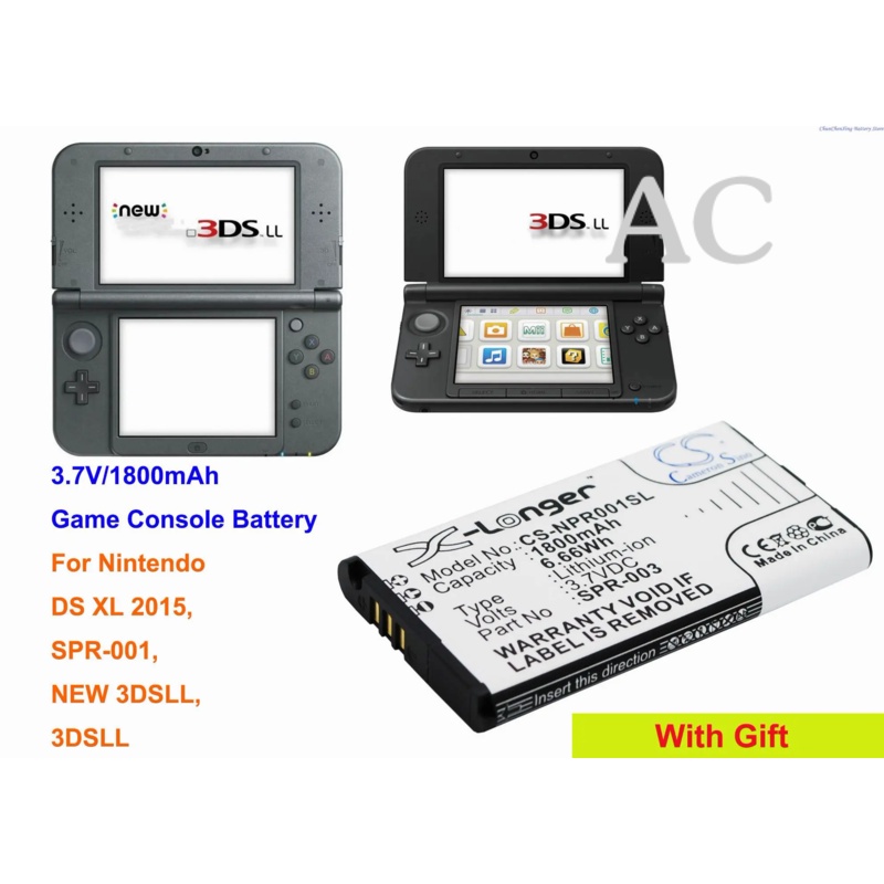 AC Cameron Sino 1800mAh Battery SPR-003, SPR-A-BPAA-CO for Nintendo DS XL 2015, SPR-001, NEW 3DSLL, 