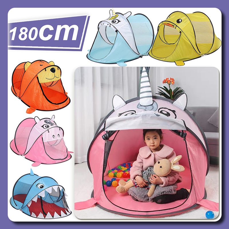 เต็นท์เด็กในร่ม และกลางแจ้ง เด็กชาย หญิง เต็นท์ป้องกันยุงปราสาทเจ้าหญิง บ้านเล่น ลายการ์ตูนน่ารัก ผ้าโพลีเอสเตอร์สัตว์