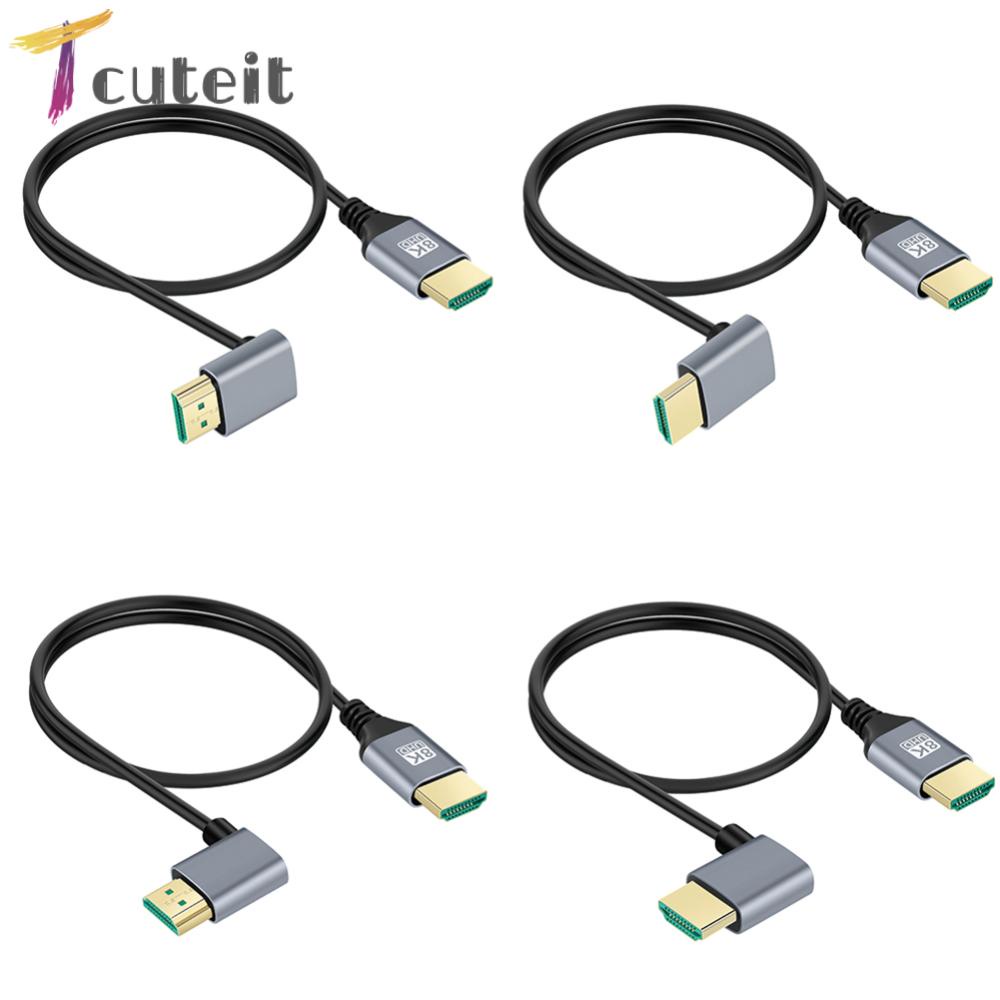 สายเคเบิล ตัวผู้ เป็นตัวผู้ 90 องศา 48Gbps 8k HDMI 2.1 สําหรับ HD TV