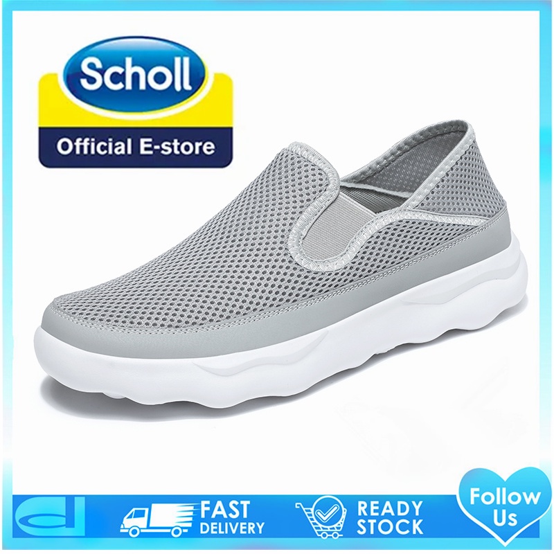 Scholl รองเท้ากีฬา รองเท้าผ้าใบ สลิปออน ส้นแบน สไตล์เกาหลี สําหรับผู้ชาย ไซซ์ 45 46 47 48