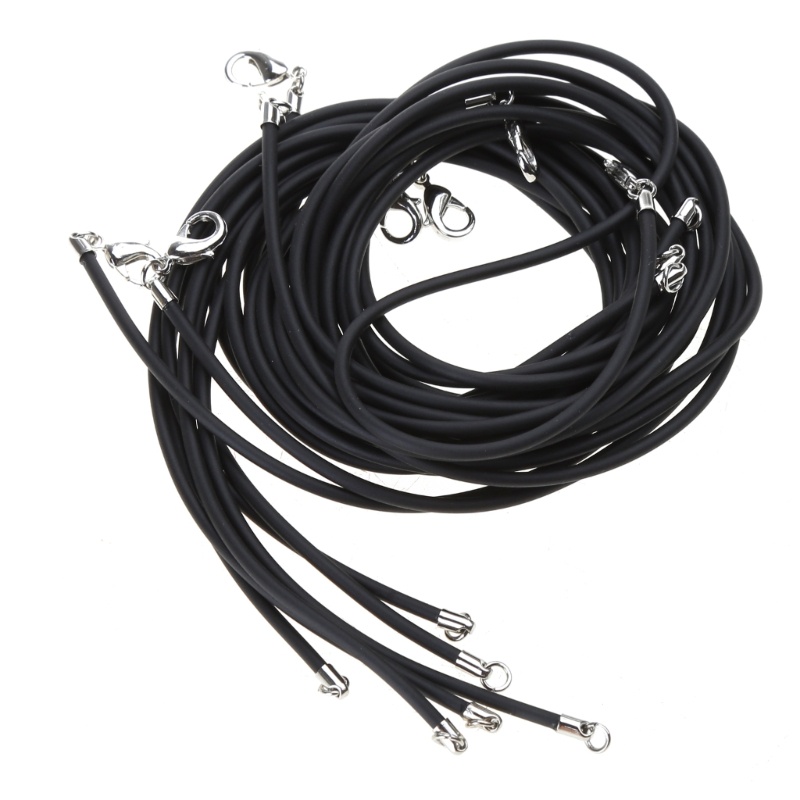 Fir 10 ชิ้นสร้อยคอสีดํายางสําหรับ w Lobster Clasp สําหรับเครื่องประดับทํา Access