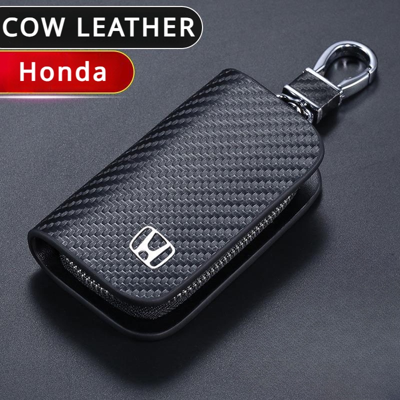 เคสกุญแจรีโมทรถยนต์ แบบหนัง คาร์บอนไฟเบอร์ สําหรับ Honda Accord Fit Jazz City Civic CRV Brio BRV HRV Freed Odyssey Vezel WRV