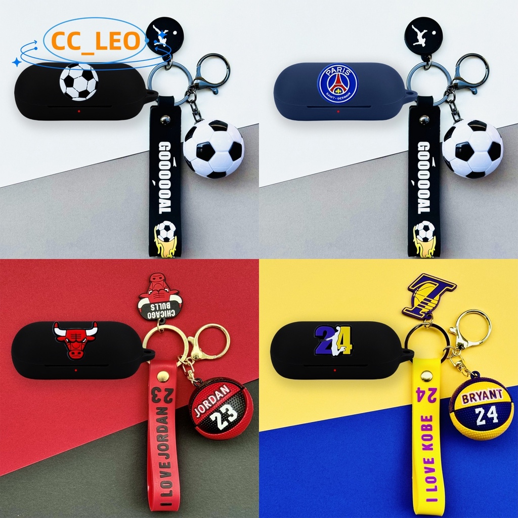 For Sony WF-C700N Case Creative Basketball Football Keychain Pendant Sony WF-C500 Silicone Soft Case