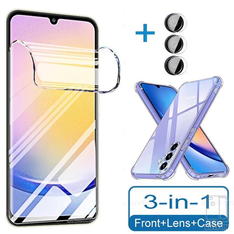 3To1 For Samsung Galaxy A35 A25 A15 A05s A05 A55 5G 4G A 55 35 25 TPU Soft Case + Camera Film + Hydr