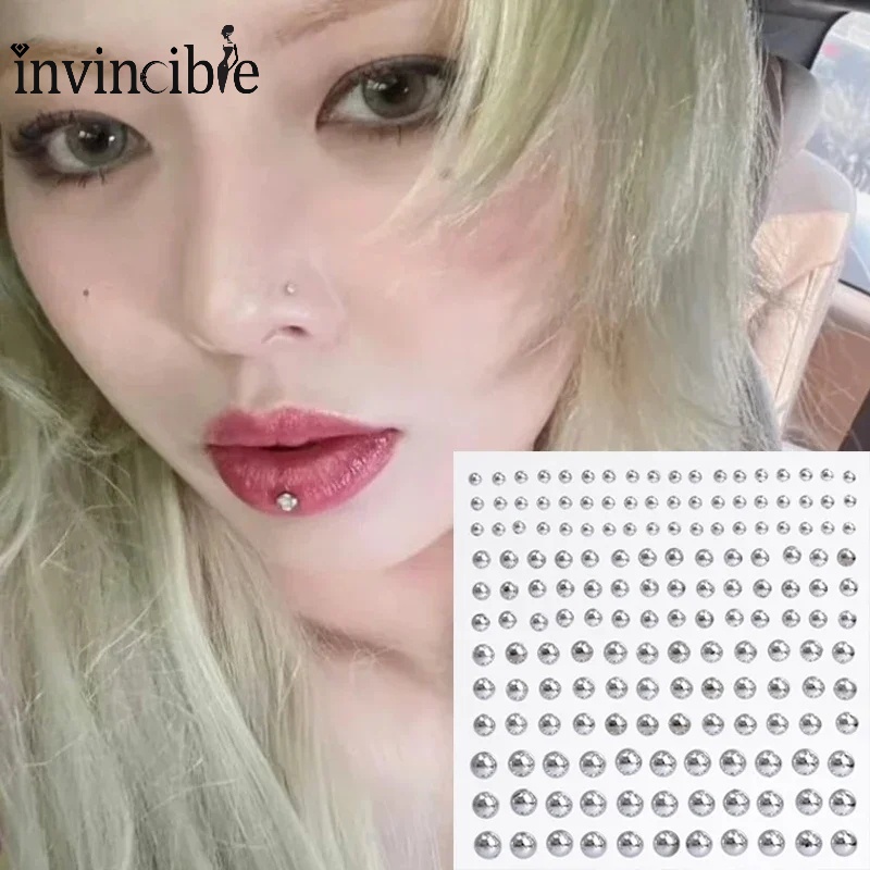 สติกเกอร์เพชรเทียม สีเงิน ไม่ต้องเจาะหู จมูก ปาก ร่างกาย เครื่องประดับ สําหรับผู้หญิง