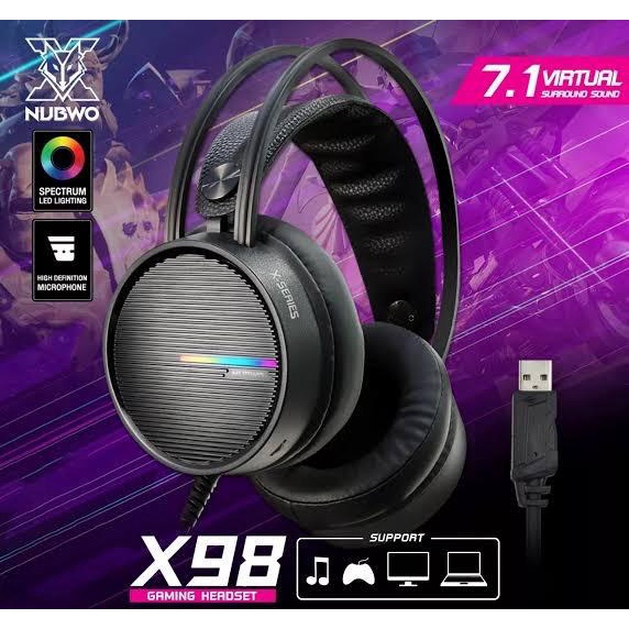 HEADSET (หูฟัง) NUBWO GAMER X98 [7.1] (BLACK)