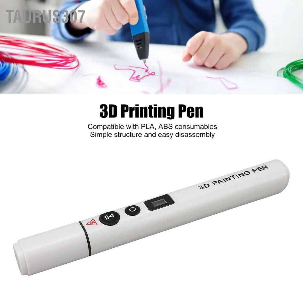 Taurus307 ปากกาพิมพ์ 3D อุณหภูมิสูงอัจฉริยะปากกาพิมพ์ หน้าจอ LCD ตามหลักสรีรศาสตร์สำหรับ PLA ABS