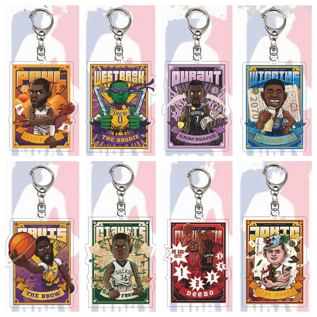 NBA พวงกุญแจอะคริลิคบาสเกตบอลใสพวงกุญแจแขวนพวงกุญแจ Curry Kyrie Irving James Kobe รายการ CX