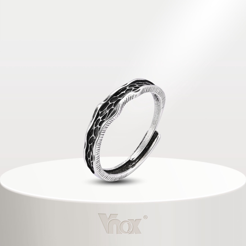 Vnox แหวนโลหะ สีเงิน สไตล์วินเทจ ปรับขนาดได้ ของขวัญวันเกิดวันพ่อ สําหรับผู้ชาย
