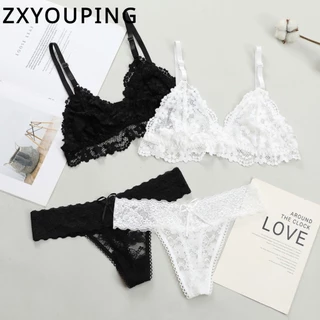Zxyouping ชุดชั้นใน ลูกไม้ ชุดชั้นใน ไม่มีแผ่นรอง ลึก ชุดชั้นใน ไม่มีสาย เซ็กซี่ แฟชั่น บางพิเศษ ผู้หญิง S-L