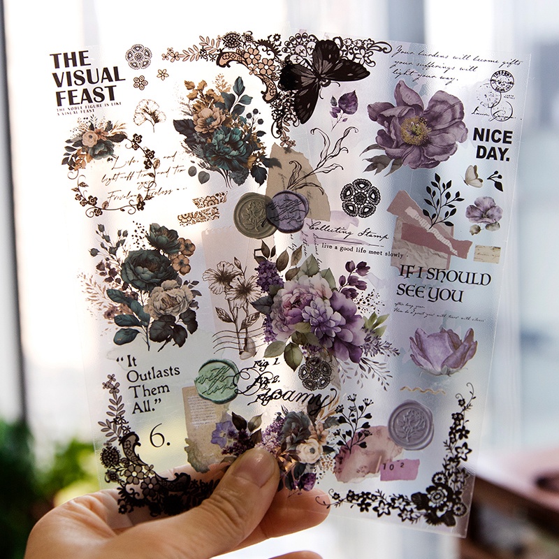 Journal Go 3 ชิ้น/ล็อต Feast of ลูกไม้ PET ดอกไม้สติกเกอร์ Scrapbooking อุปกรณ์ Planner ตกแต่ง Journal การ์ดเครื่องเขียนสติกเกอร์