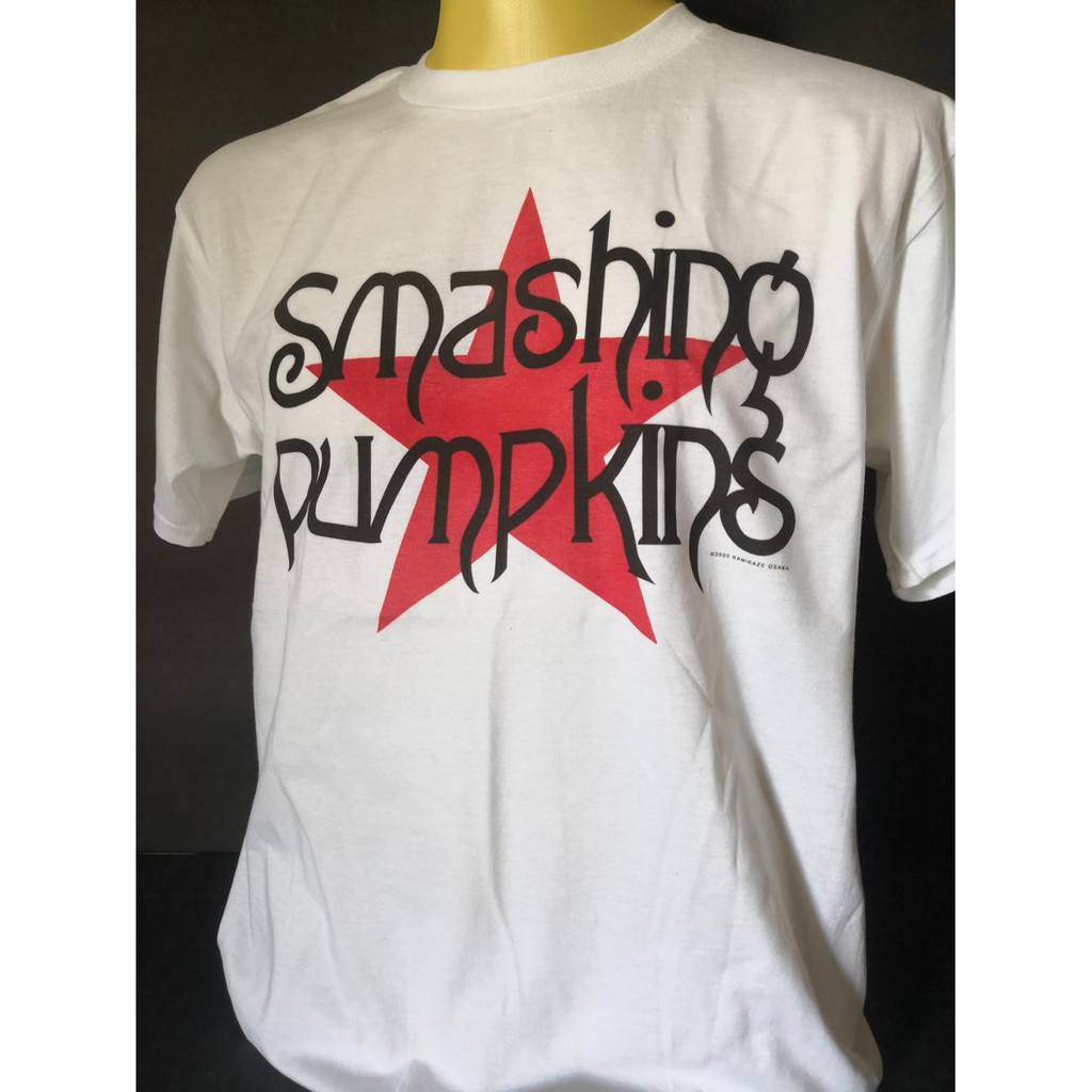 แฟชั่นใหม่ล่าสุด เสื้อยืดแฟชั่น เสื้อวงนำเข้า Smashing Pumpkins Red Star Logo Oasis Blur Nirvana Grunge Alternative Rock