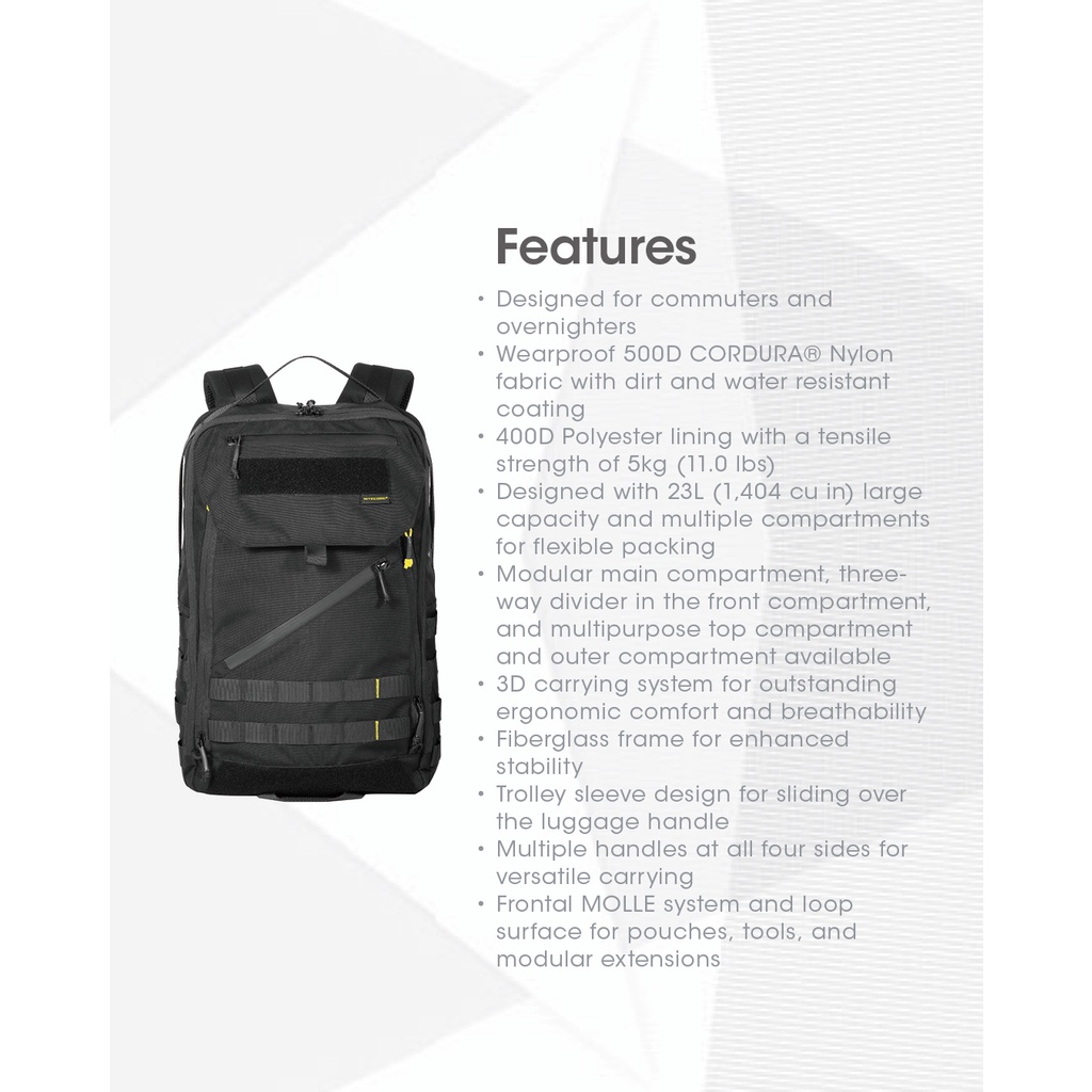 NITECORE BP23 PRO กระเป๋าเป้สะพายหลังอเนกประสงค์กระเป๋าสวมใส่กระเป๋า knapsack ไนลอนเป้สะพายหลังทหาร 