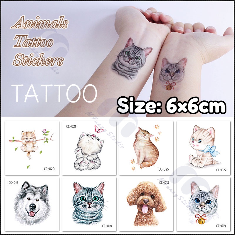 【MF Magic Tattoo】สติกเกอร์รอยสักชั่วคราว กันน้ํา ลายการ์ตูนสุนัข 3-6 วัน ขนาดเล็ก สําหรับเด็ก