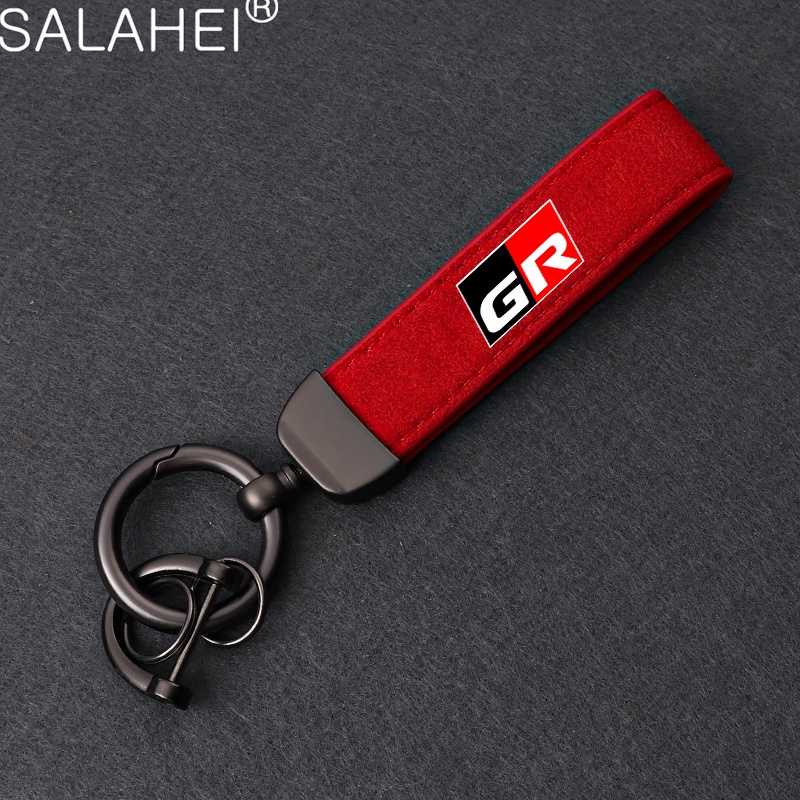 GR กีฬารถพวงกุญแจหนัง Key Chain พวงกุญแจสําหรับ Toyota GR GUZO RACING Toyota Yaris Hilux Corolla Prius Avensis Auris Rav4
