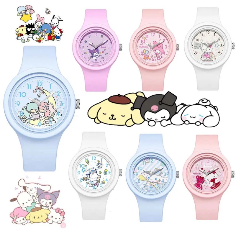 Sanrio Cinnamoroll นาฬิกาข้อมือควอทซ์ ลายการ์ตูนอนิเมะน่ารัก กันน้ํา ของขวัญ สําหรับเด็กผู้หญิง และผู้ชาย