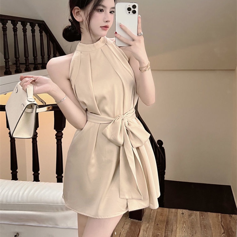 【พร้อมส่ง】ชุดเดรส แขนกุด เปิดไหล่ ทรงเอ เซ็กซี่ สําหรับผู้หญิง