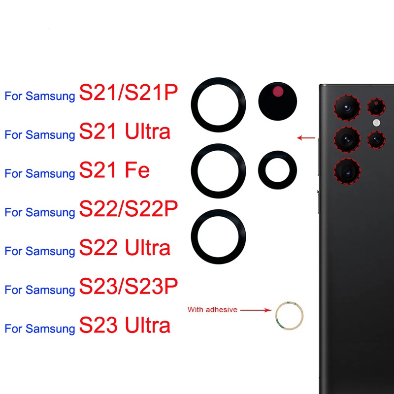 ฝาครอบเลนส์กล้อง ด้านหลัง ของแท้ 100% พร้อมกรอบ แบบเปลี่ยน สําหรับ Samsung S21 S22 S23 Plus Ultra Fe 4G 5G