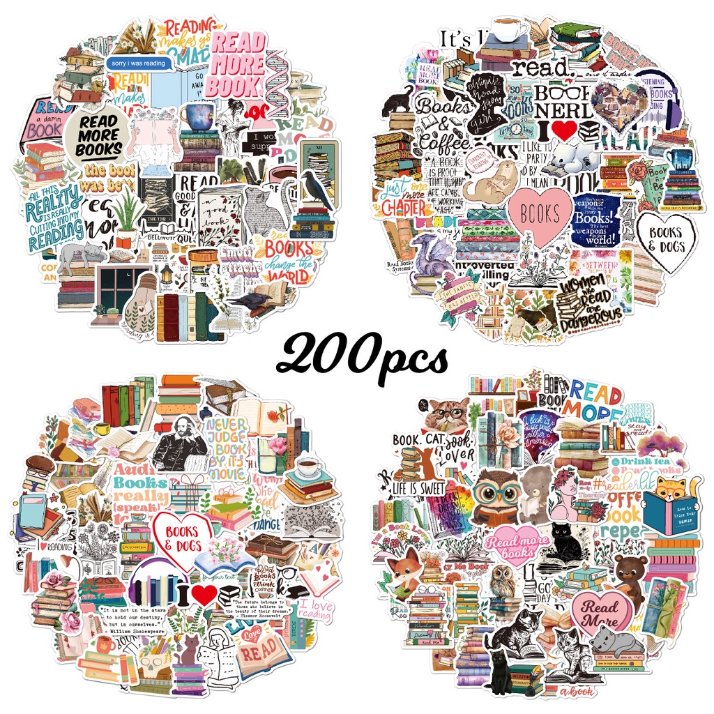 สติกเกอร์ PVC กันน้ํา สําหรับอ่านหนังสือ 50 ชิ้น (4 แบบ)