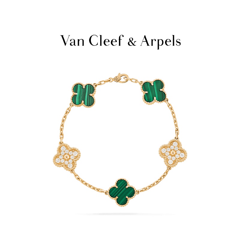 [พร้อมกล่อง] Van Cleef &amp; Arpels / Vca สร้อยข้อมือทอง 18K รูปดอกไม้ห้าแฉก สําหรับแฟนสาว