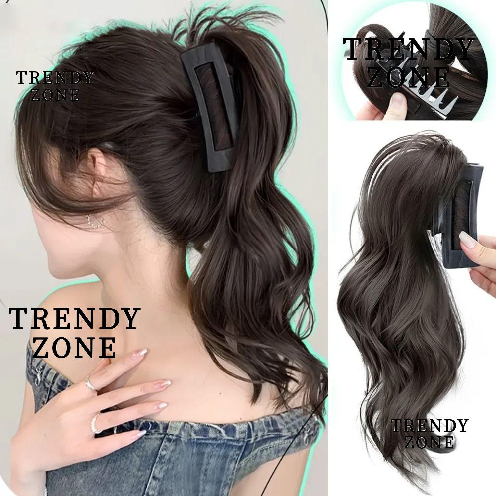 Trendyzone วิกผมหางม้า แบบถักเปีย 30 ซม. ใช้ง่าย วิกผมหางม้า คลิปปลาฉลาม ขนปุยธรรมชาติ วิกผมเผ็ด ผู้หญิง