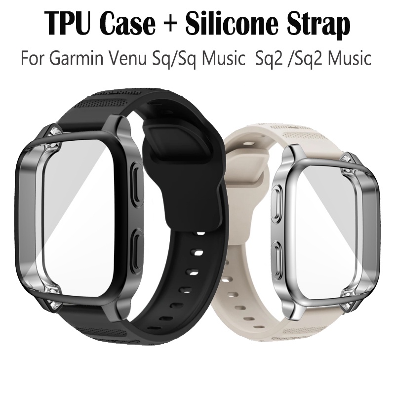 เคส TPU + สายซิลิโคน สําหรับ Garmin Venu SQ 2 Music / SQ2 Smart Watch สายซิลิโคน พร้อมฝาครอบแบบนิ่ม