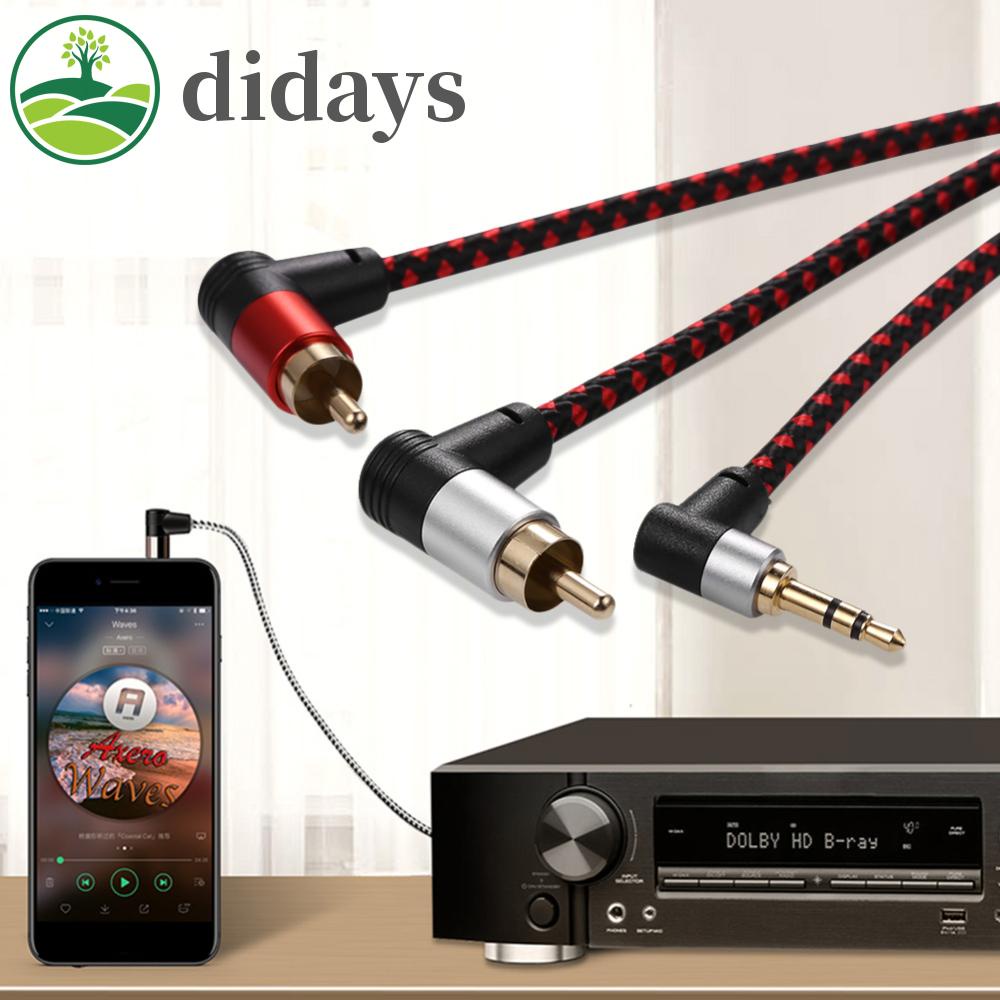 สายสัญญาณเสียง 90 องศา 3.5 มม. ตัวผู้ เป็น RCA ตัวผู้ ประหยัดพื้นที่ อุปกรณ์เสริม