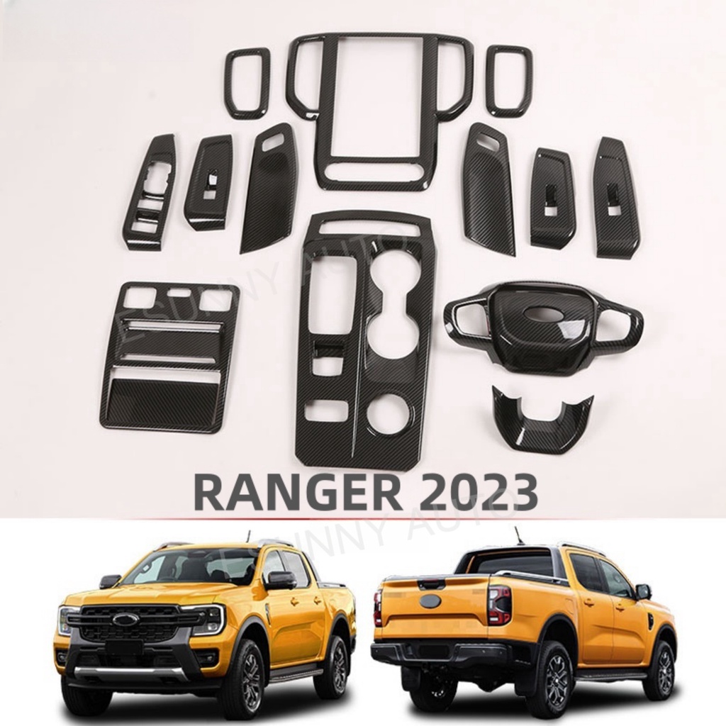 ฝาครอบสวิตช์หน้าต่างพวงมาลัย คาร์บอนไฟเบอร์ สําหรับตกแต่งภายในรถยนต์ Ford Ranger 2023