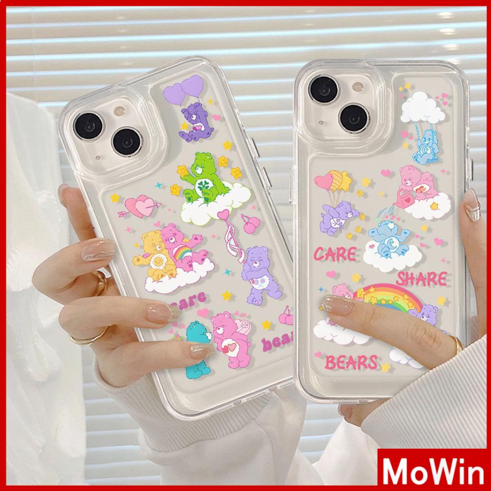 Mowin - เข้ากันได้สำหรับ เคสไอโฟน11 เคส iphone 11 15 pro max TPU ปุ่ม Electroplated กันกระแทกป้องกันกล้องน่ารักสีสันมิตรภาพหมีใช้งานร่วมกับ iPhone 14 13 12 11 XS 8 PLUS