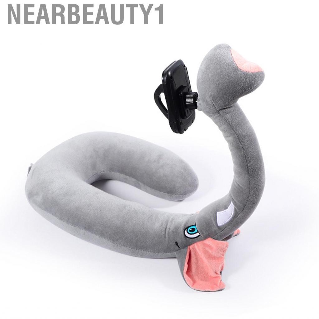 Nearbeauty1 Travel Pillow Phone Stand Cute Animal 360 Degree Rotating Neck Cushion Holder Multi Angle for Daily Use