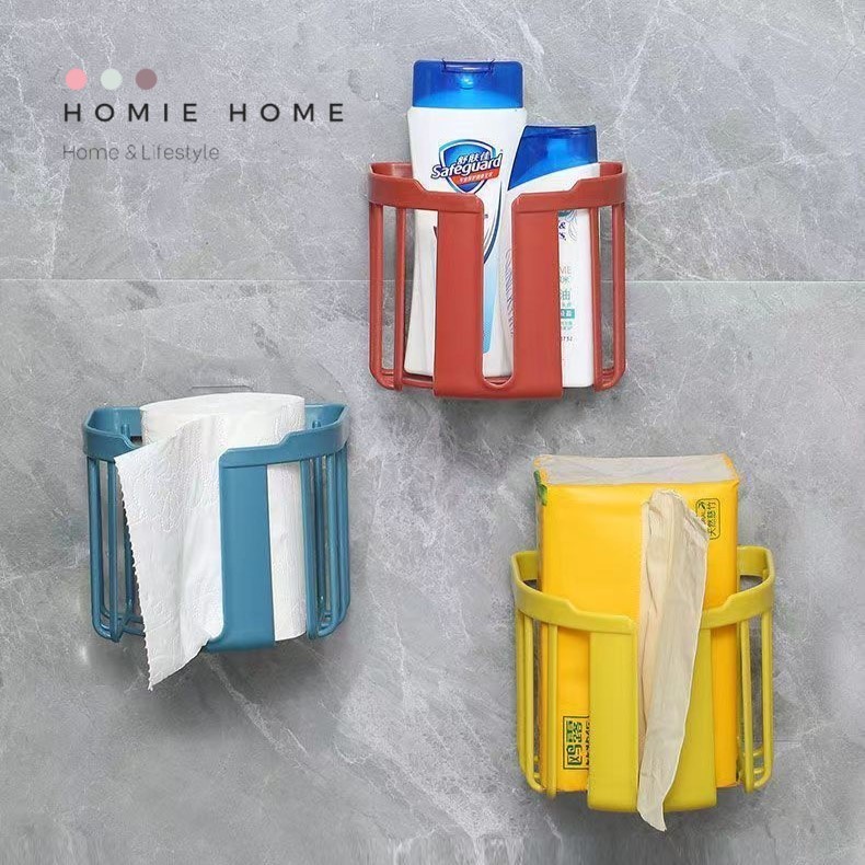 HH-1057 กล่องใส่ทิชชู่ม้วน กล่องแขวนติดผนังอเนกประสงค์ มีแผ่นกาวไม่ต้องเจาะ พร้อมส่ง