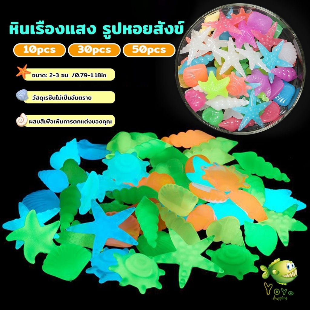 YOYO หินเรืองแสง รูปหอยสังข์ ตกแต่งสวน หรือตู้ปลา ขนาดหิน 2-3cm Luminous Stone