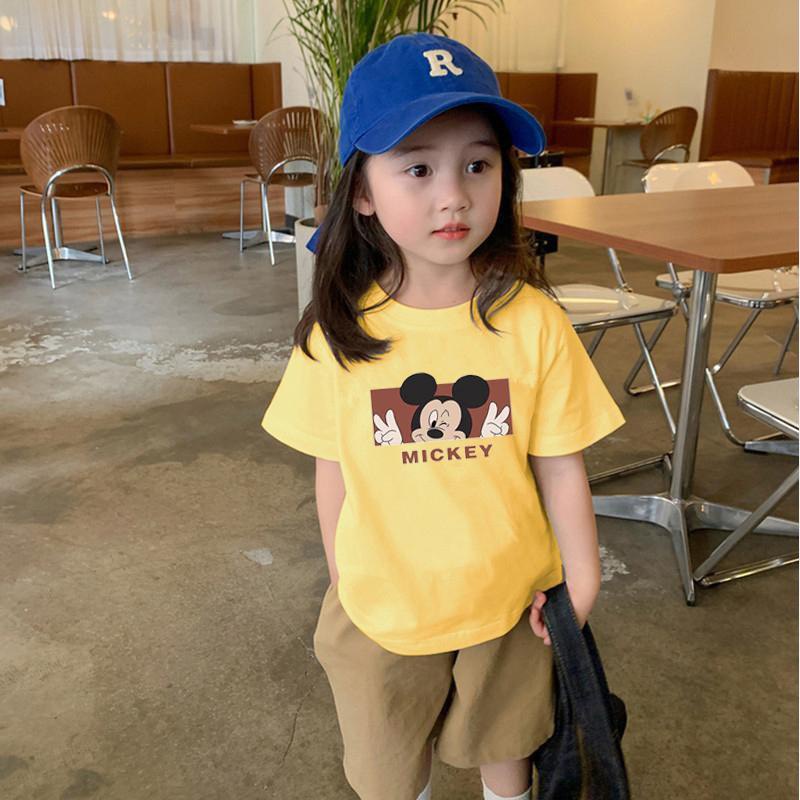 เสื้อยืดเด็กผู้หญิง/เด็กชาย Unisex แบบหลวม capy bara, labu, มิกกี้เสือน่ารักการ์ตูน 20kg-45kg - - Pa