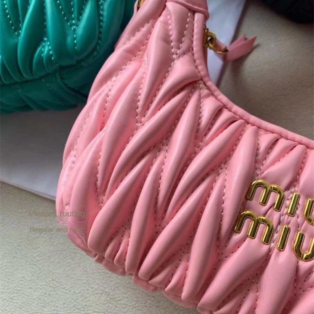 UUMIR   Underarm Bag, Sweet Miu Classic Handbag, Lady Purse Bags Sheepskin Pleat Elegant Korean Shouder Bag