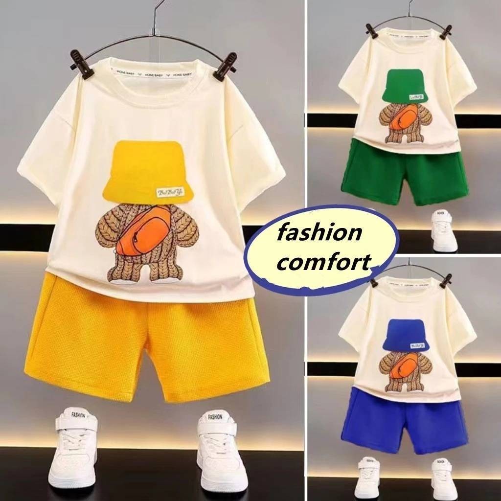 ชุดเด็กแขนสั้น+กางเกง เซ็ท2ชิ้น เนื้อผ้านุ่มใส่สบาย ไม่อึดอัด
