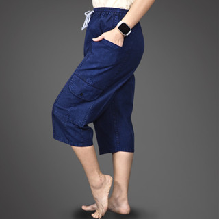 กางเกงม่อฮ่อมแท้ / หม้อฮ่อม เอวยางยืด ขา 3 ส่วน มีกระเป๋า 4 …