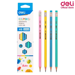 ดินสอไม้COMIKO Deli รุ่น C011 ความเข้มHB สีสันสดใส (จำหน่าย 1 กล่อง / 12 แท่ง)
