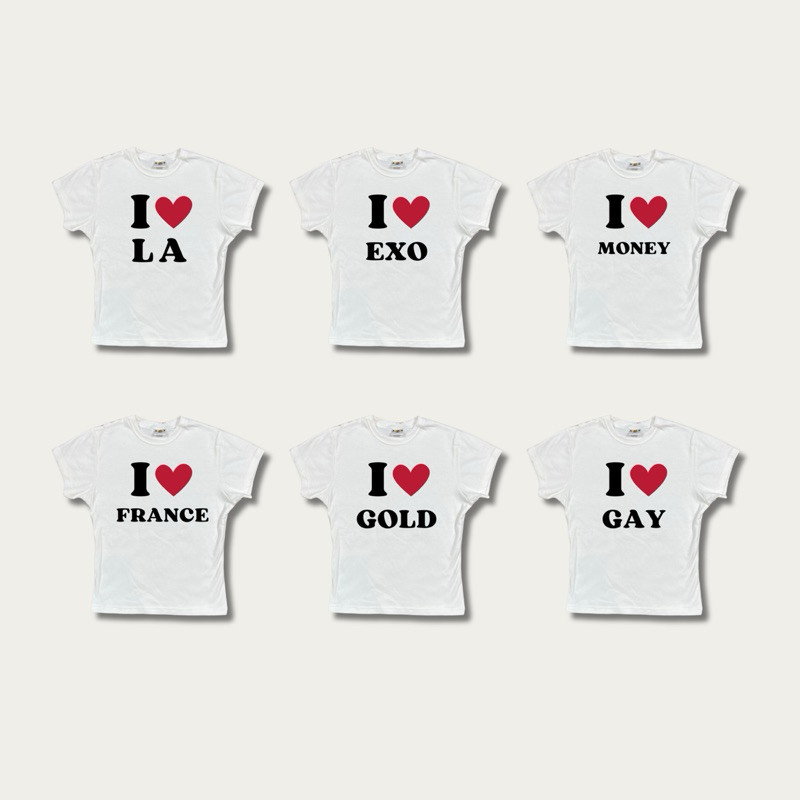 COD✅ (จัดส่งในกรุงเทพฯ)BOOM Shop | [Pre Order] เสื้อทรง BABY TEE I LOVE ... (สามารถ CUSTOM คำได้เอง)