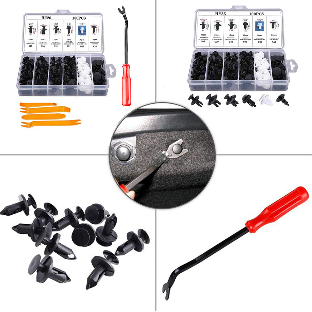 Universal C155 เครื่องมือ + พลาสติก 100 ชิ้น ขนาด 6 หมุดรถยนต์ กันชน ยึด หมุด Bumper Retainer หมุดพลาสติกรถยนต์ - รูปที่ 5